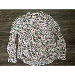 Maeve Anthropologie Rochelle Butterfly Print Long Sleeve Button Down Blouse 0p